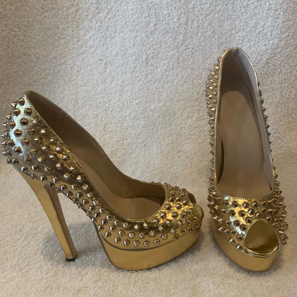 Gold Studded Women's Heels